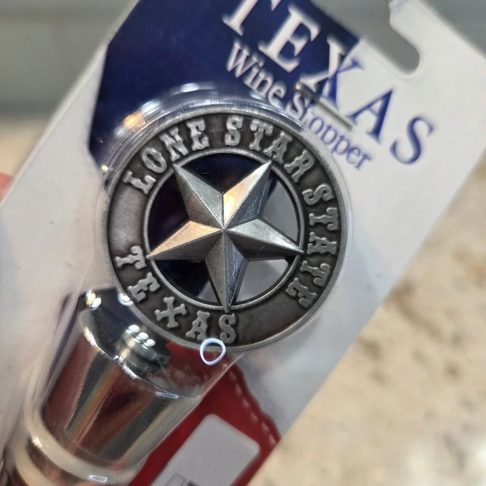 Texas Lone Star State Wine Stopper Silver Tone Metal Bottle Plug New